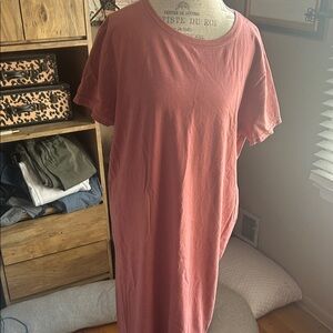Comfort Wash Casual Pink T-Shirt Dress - Large